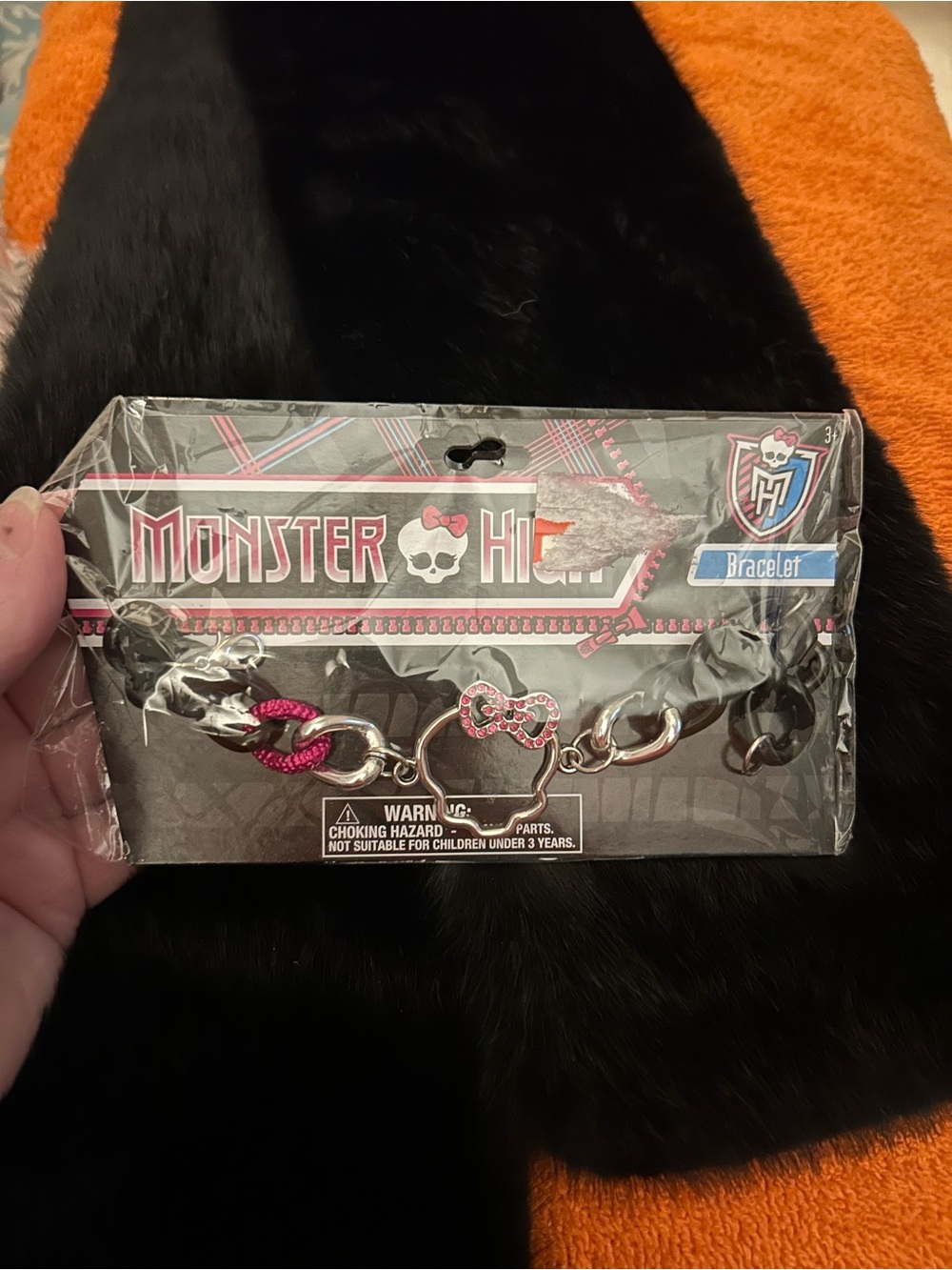 Monster High Pink and Silver Chain Bracelet with Bow Charm